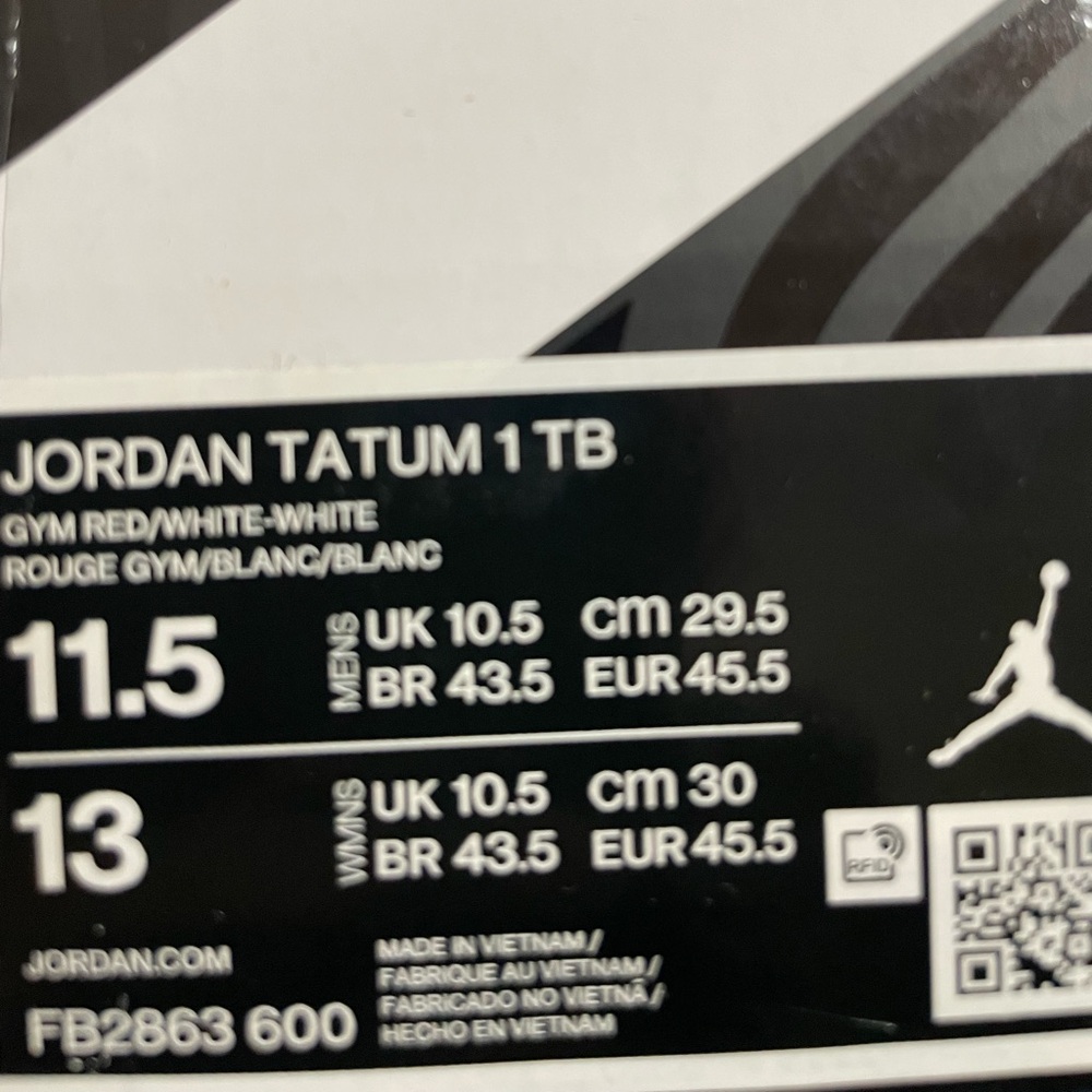 New Men’s Nike Jordan Tatum 1 TB  Gym Red/ White Size 11.5 - Picture 8 of 11